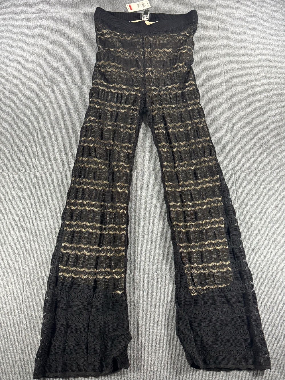NWT INC Crochet Flare Pants Nude Illusion Lining Festival Core Rockstar S Boho